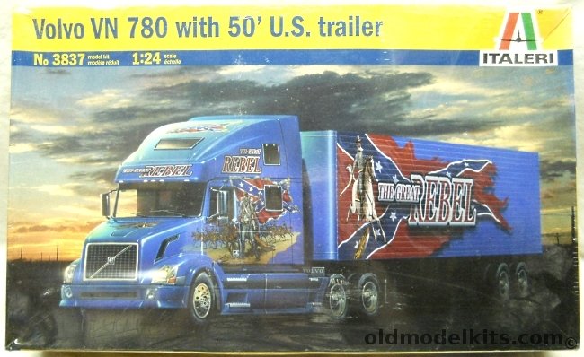 Italeri 1/24 Volvo VN 780 Semi Truck With 50 Foot US Trailer 'The Great Rebel', 3837 plastic model kit